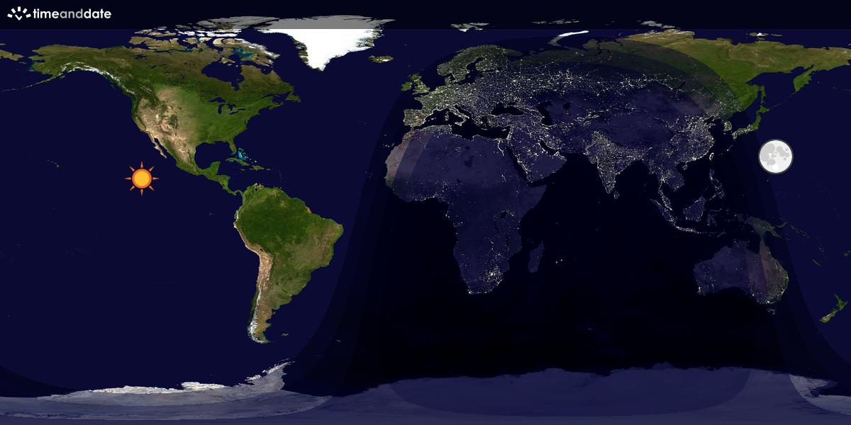 Verdenskart som viser dag og natt 