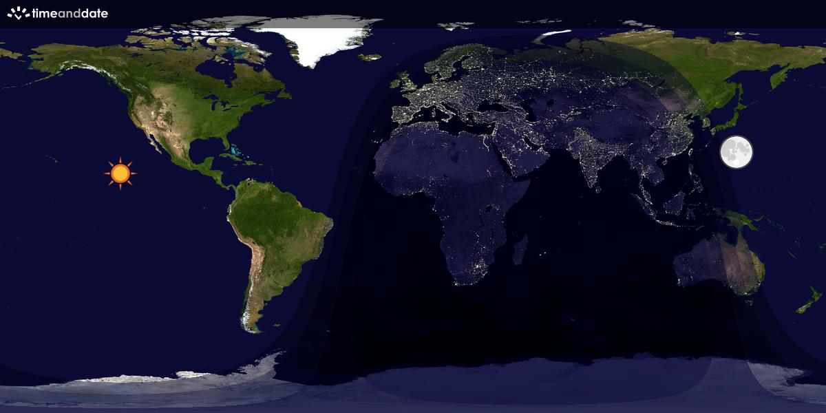 Verdenskart som viser dag og natt 