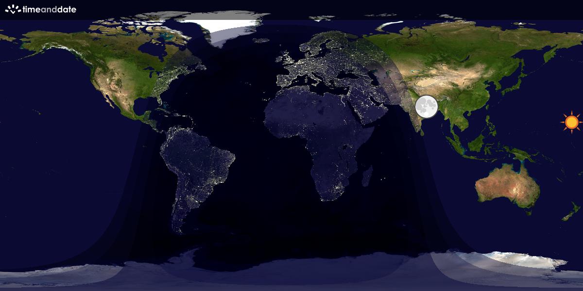 Verdenskart som viser dag og natt 