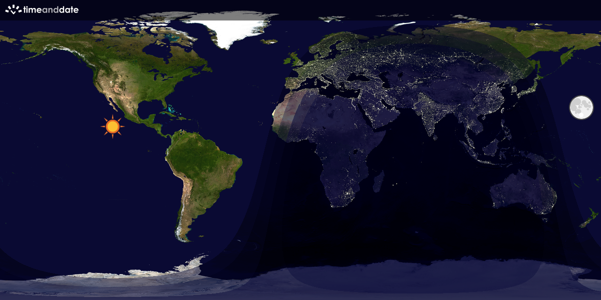 Verdenskart som viser dag og natt 