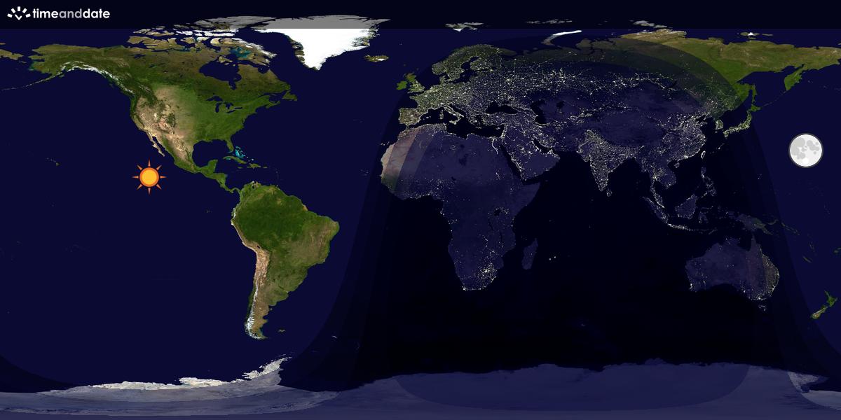 Verdenskart som viser dag og natt 