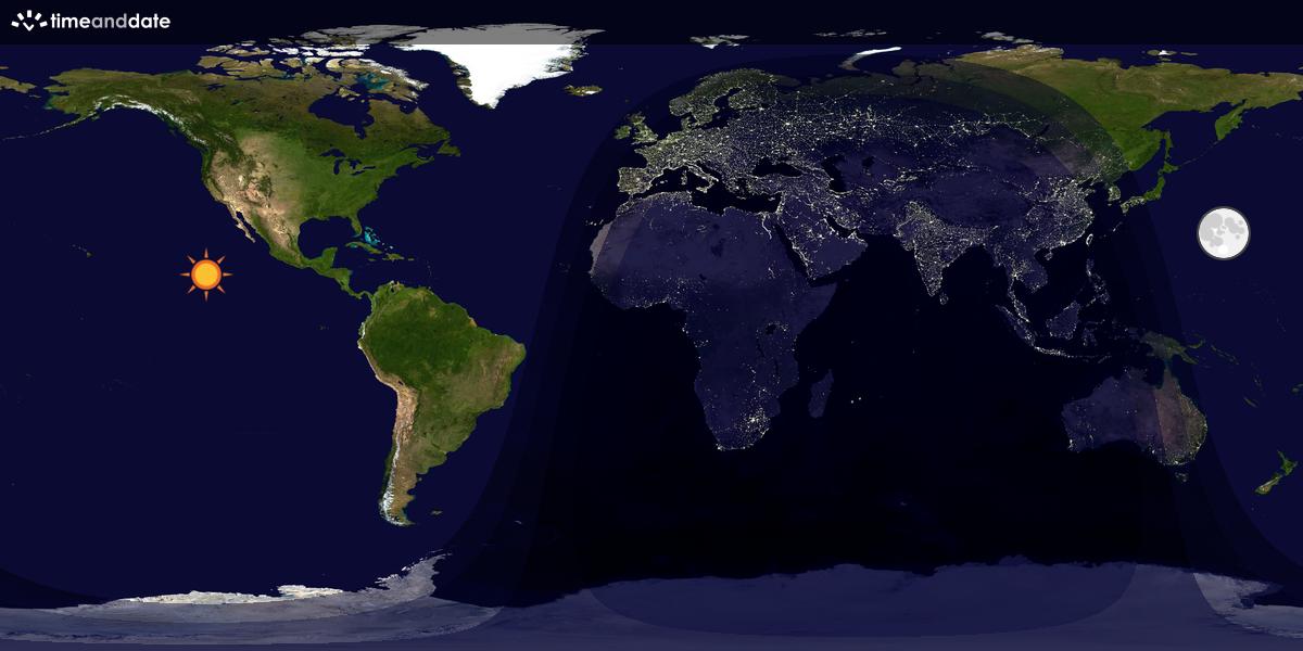 Verdenskart som viser dag og natt 