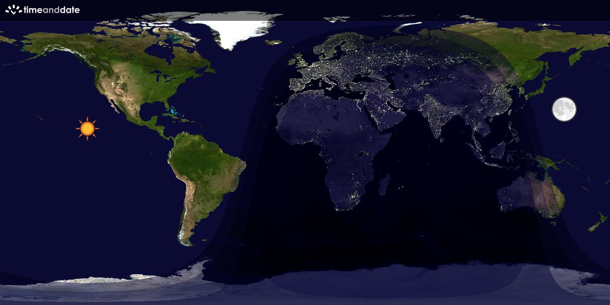 Verdenskart som viser dag og natt 