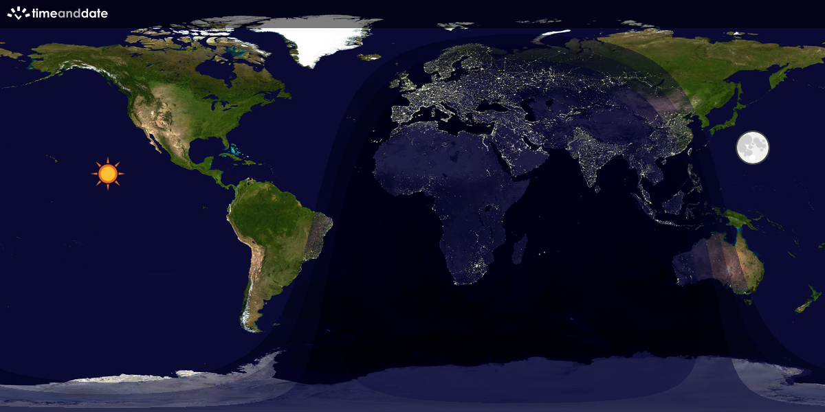 Verdenskart som viser dag og natt 