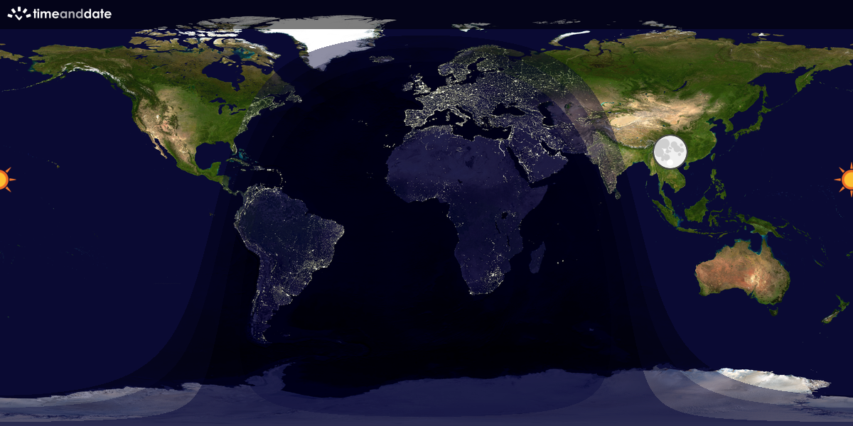 Verdenskart som viser dag og natt 