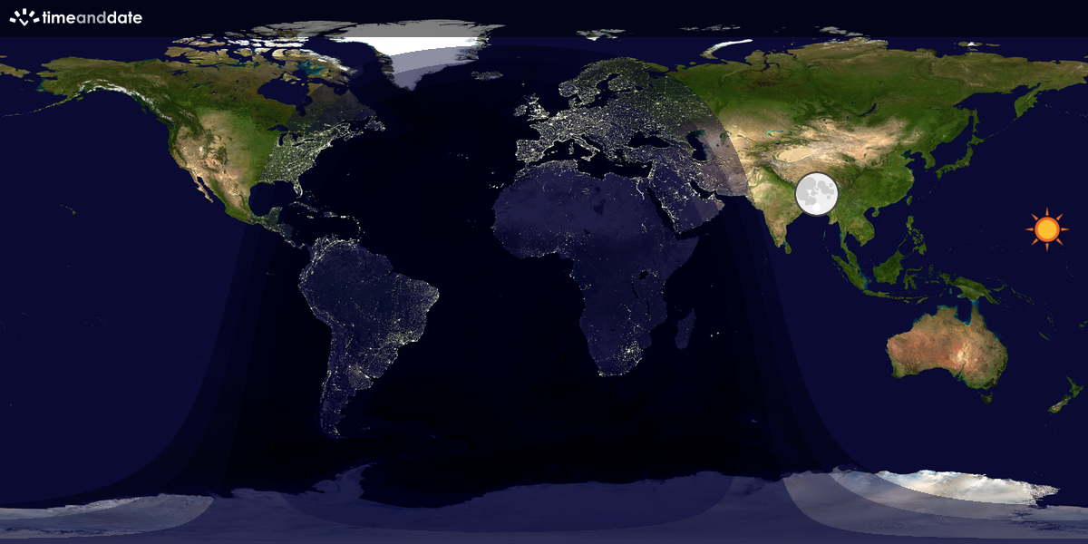 Verdenskart som viser dag og natt 
