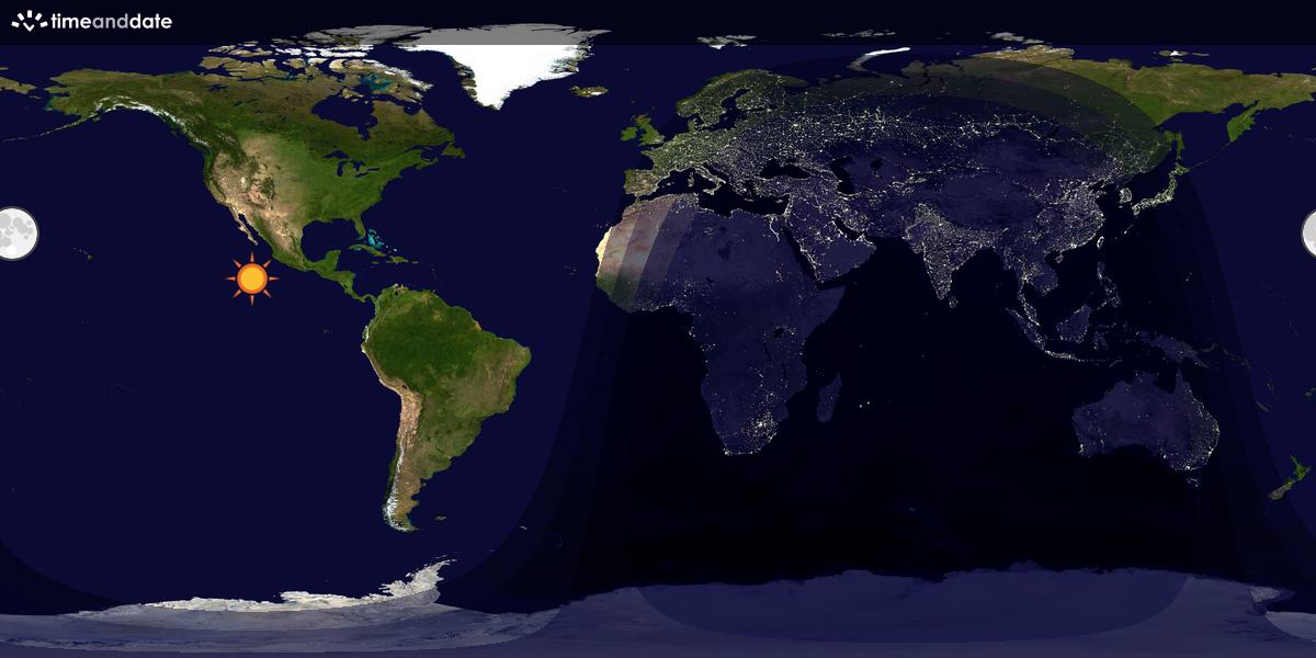 Verdenskart som viser dag og natt 