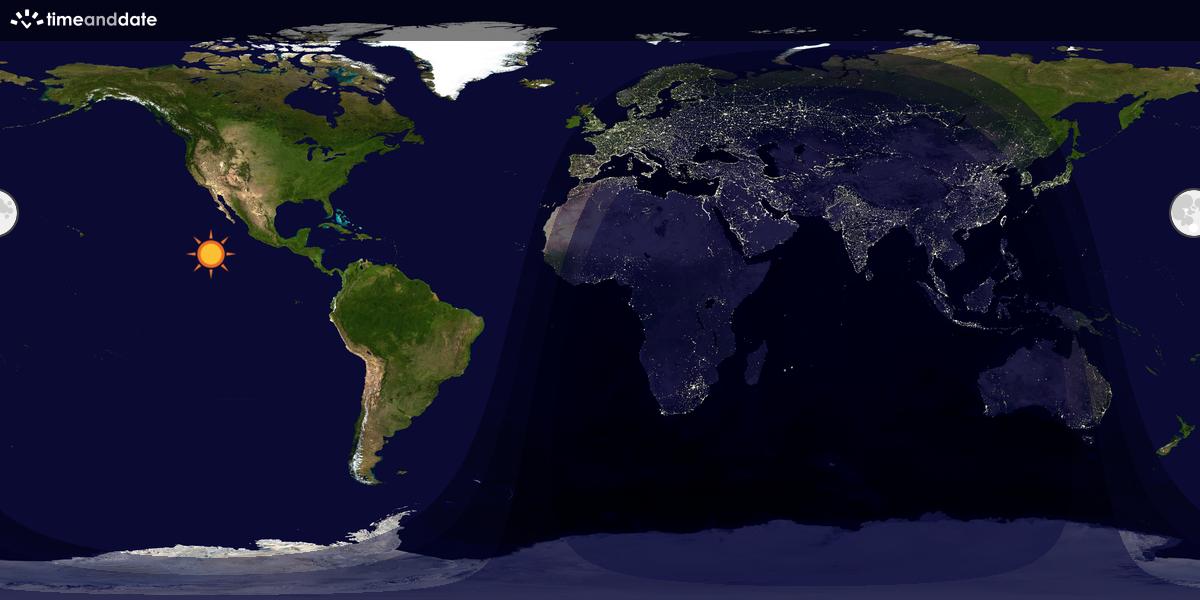Verdenskart som viser dag og natt 