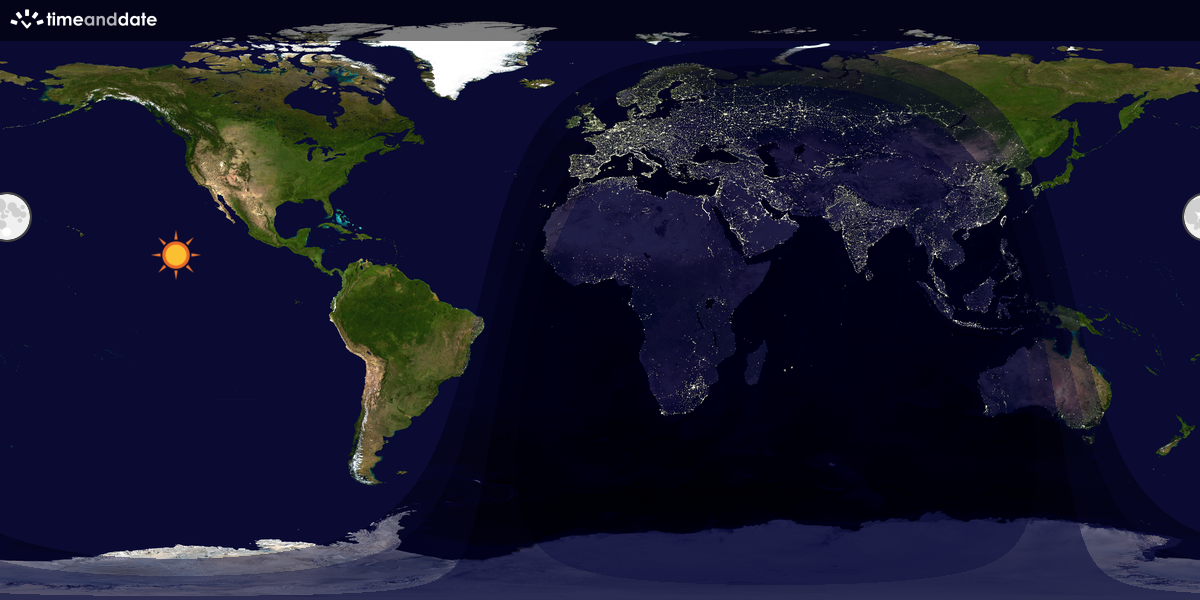 Verdenskart som viser dag og natt 