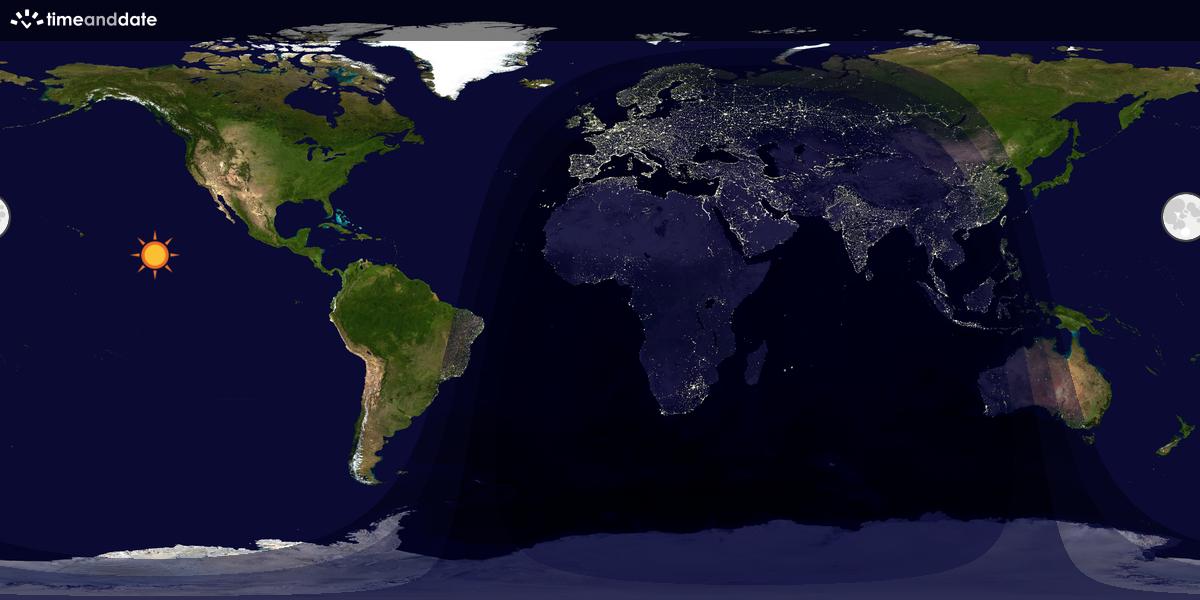 Verdenskart som viser dag og natt 