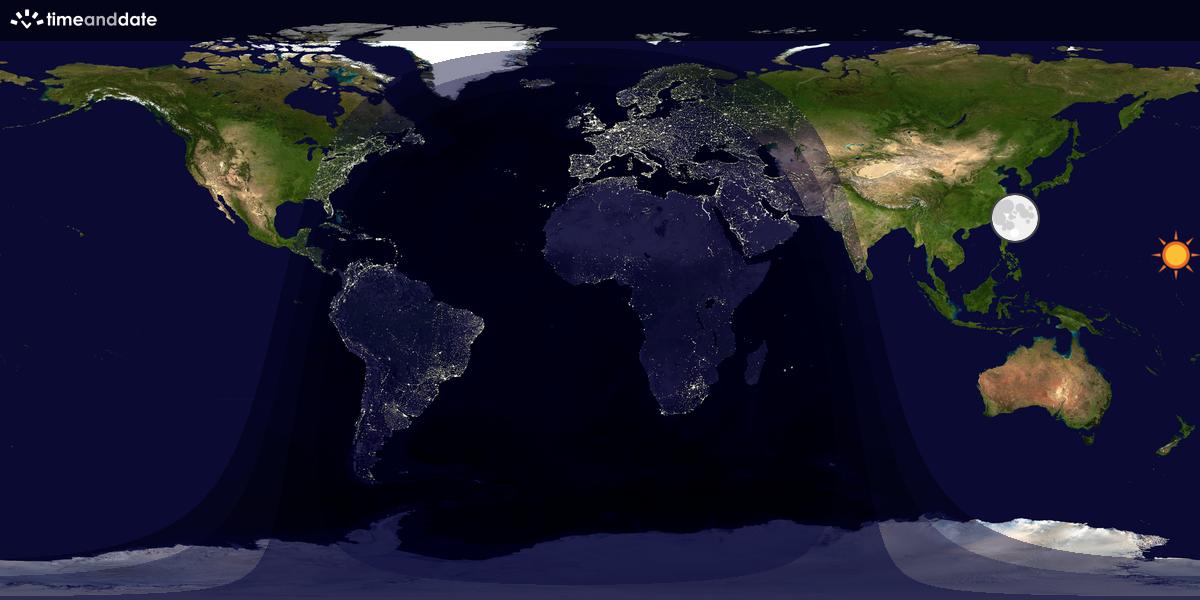 Verdenskart som viser dag og natt 