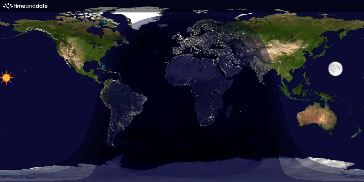 Verdenskart som viser dag og natt 