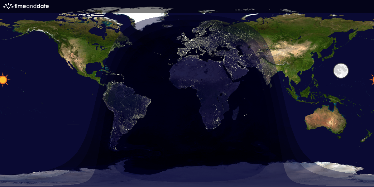Verdenskart som viser dag og natt 