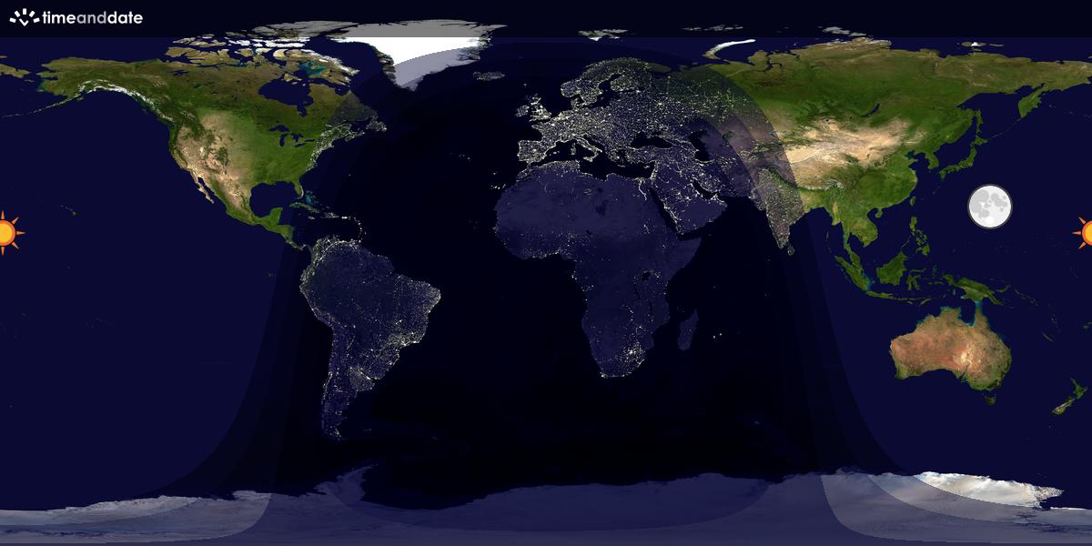 Verdenskart som viser dag og natt 