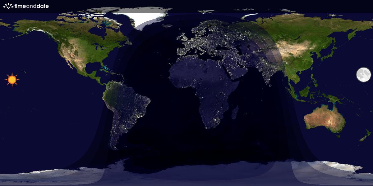 Verdenskart som viser dag og natt 