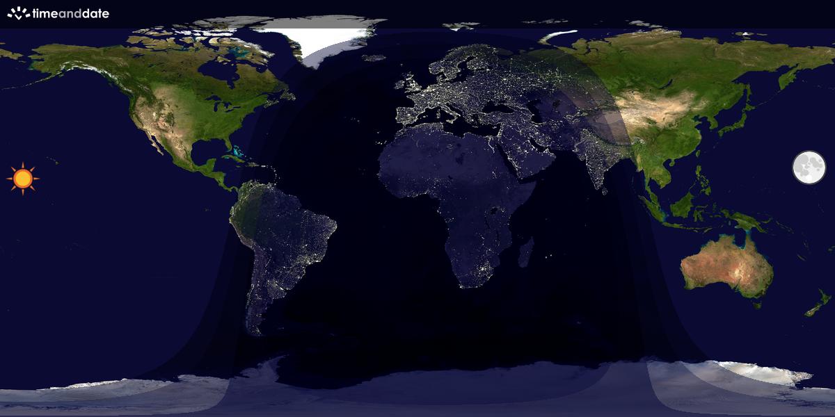 Verdenskart som viser dag og natt 