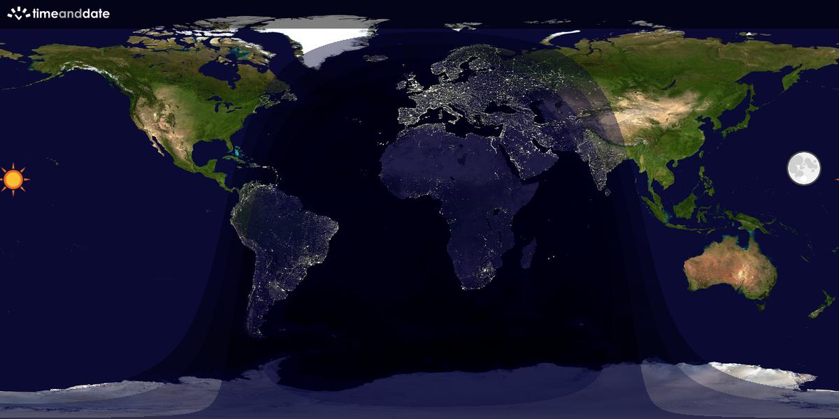 Verdenskart som viser dag og natt 