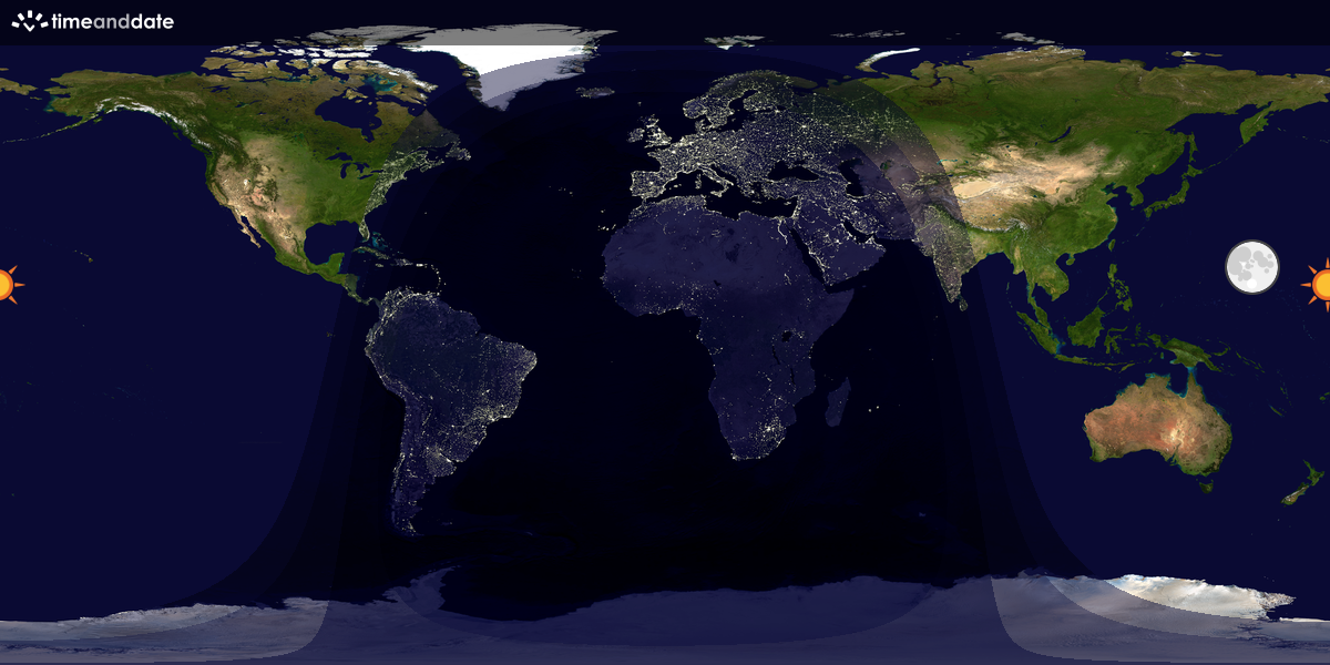 Verdenskart som viser dag og natt 