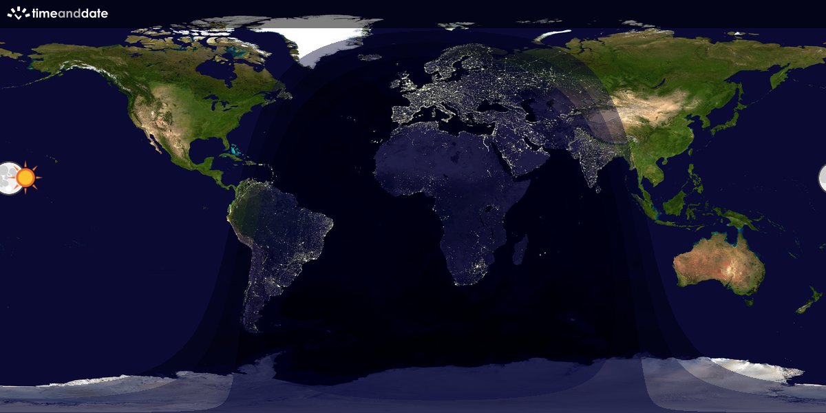 Verdenskart som viser dag og natt 