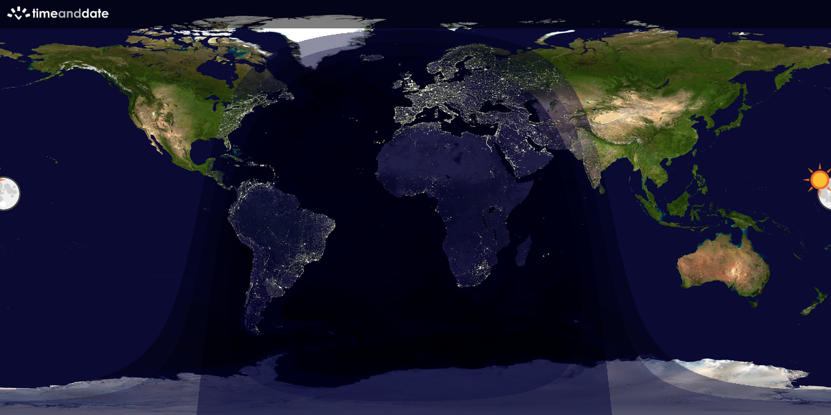 Verdenskart som viser dag og natt 