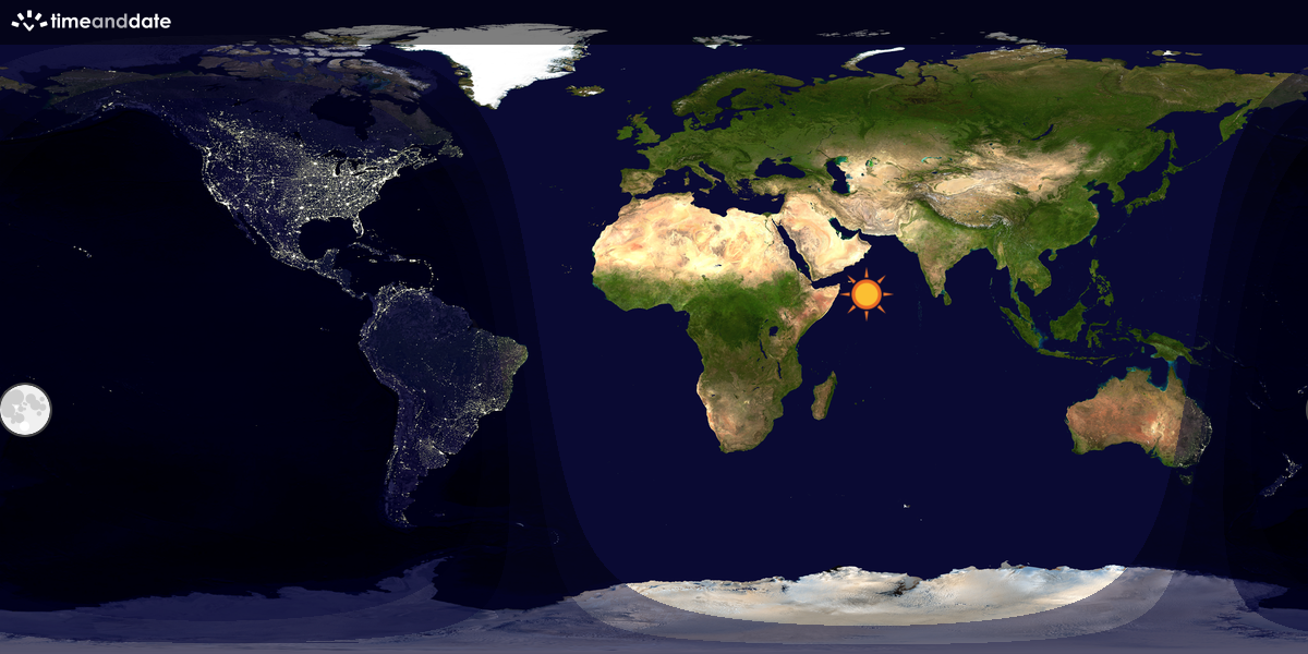 Verdenskart som viser dag og natt 