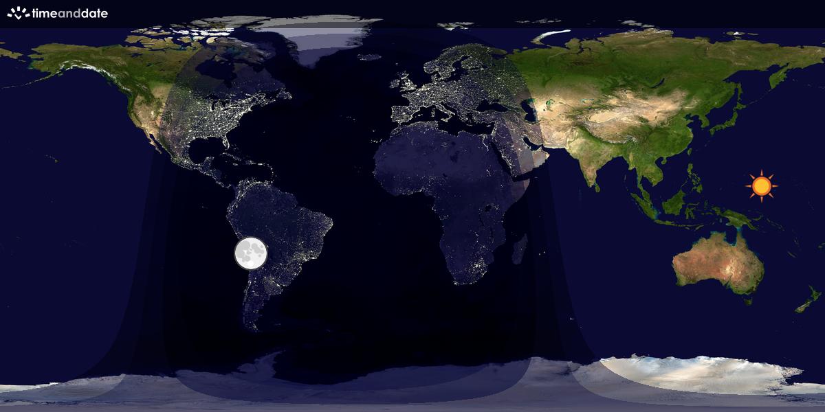 Verdenskart som viser dag og natt 