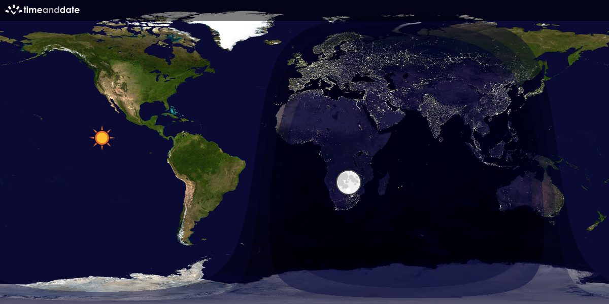 Verdenskart som viser dag og natt 