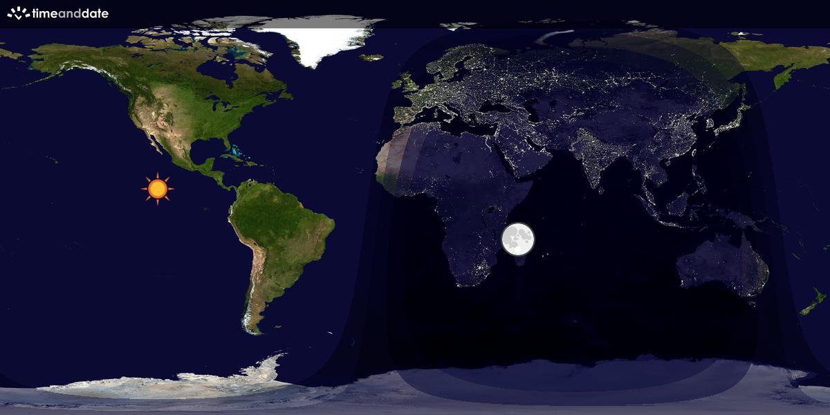 Verdenskart som viser dag og natt 