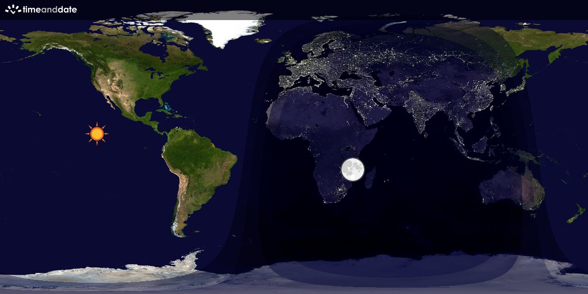 Verdenskart som viser dag og natt 