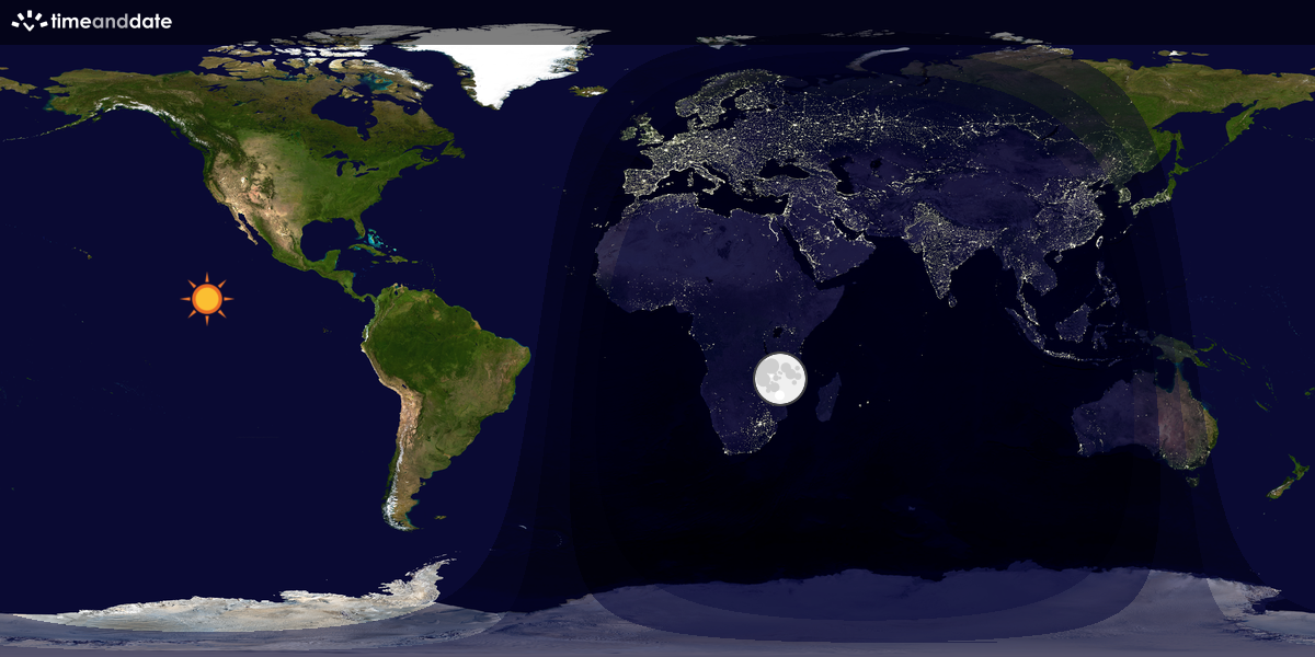 Verdenskart som viser dag og natt 