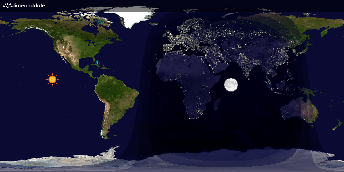 Verdenskart som viser dag og natt 