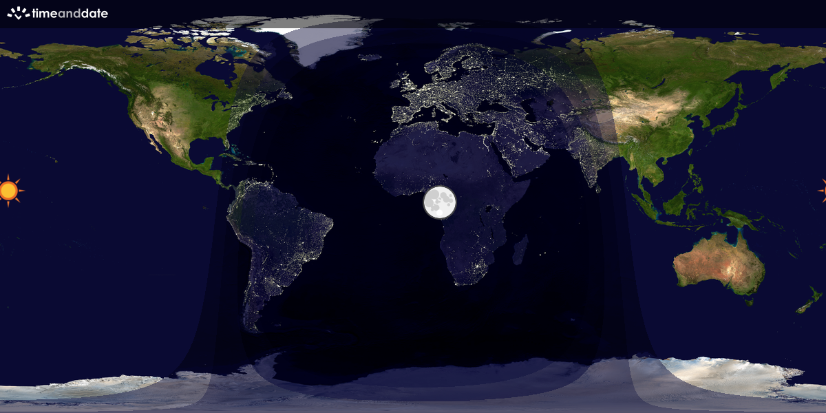 Verdenskart som viser dag og natt 