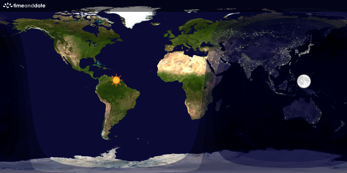 Verdenskart som viser dag og natt 