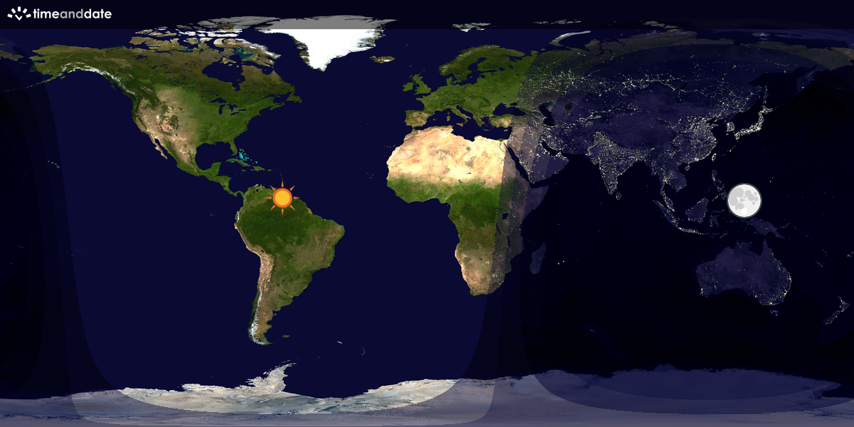 Verdenskart som viser dag og natt 