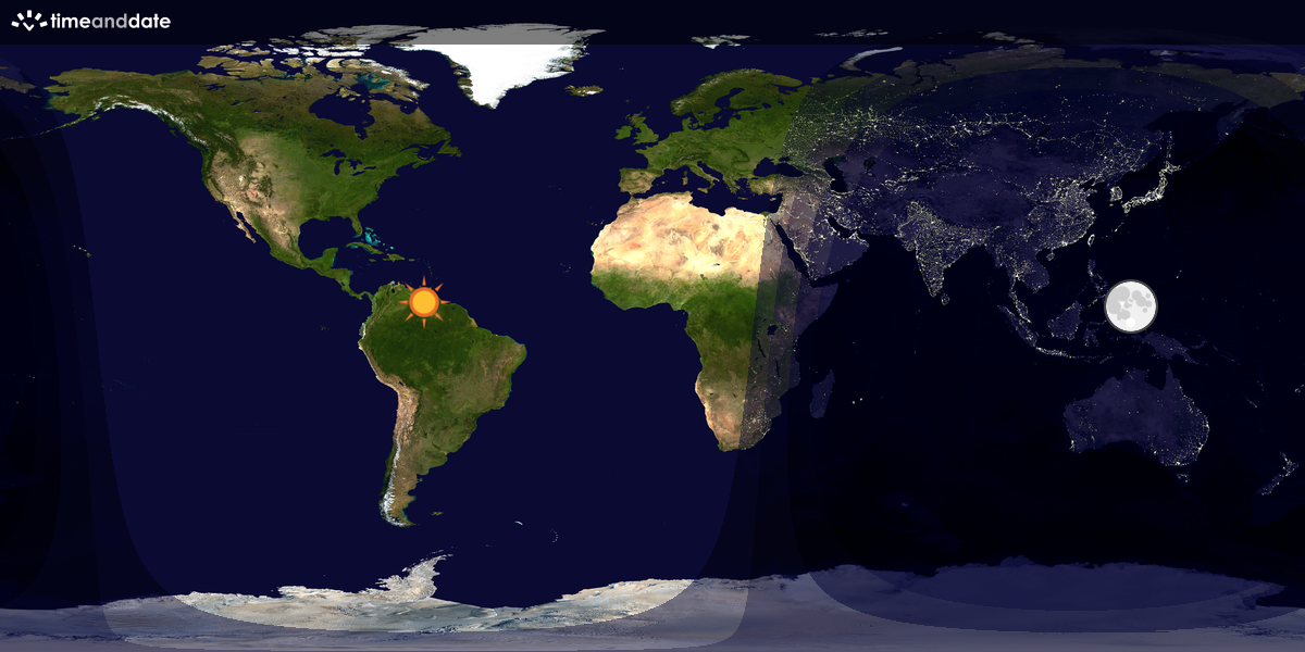 Verdenskart som viser dag og natt 