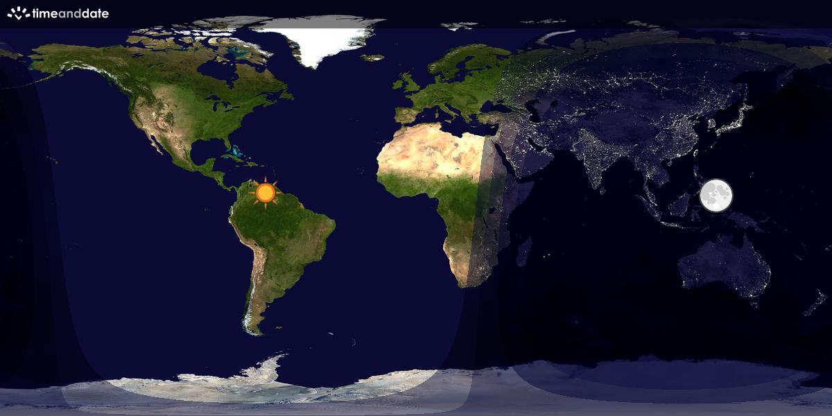 Verdenskart som viser dag og natt 