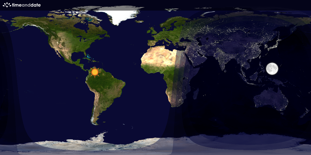 Verdenskart som viser dag og natt 