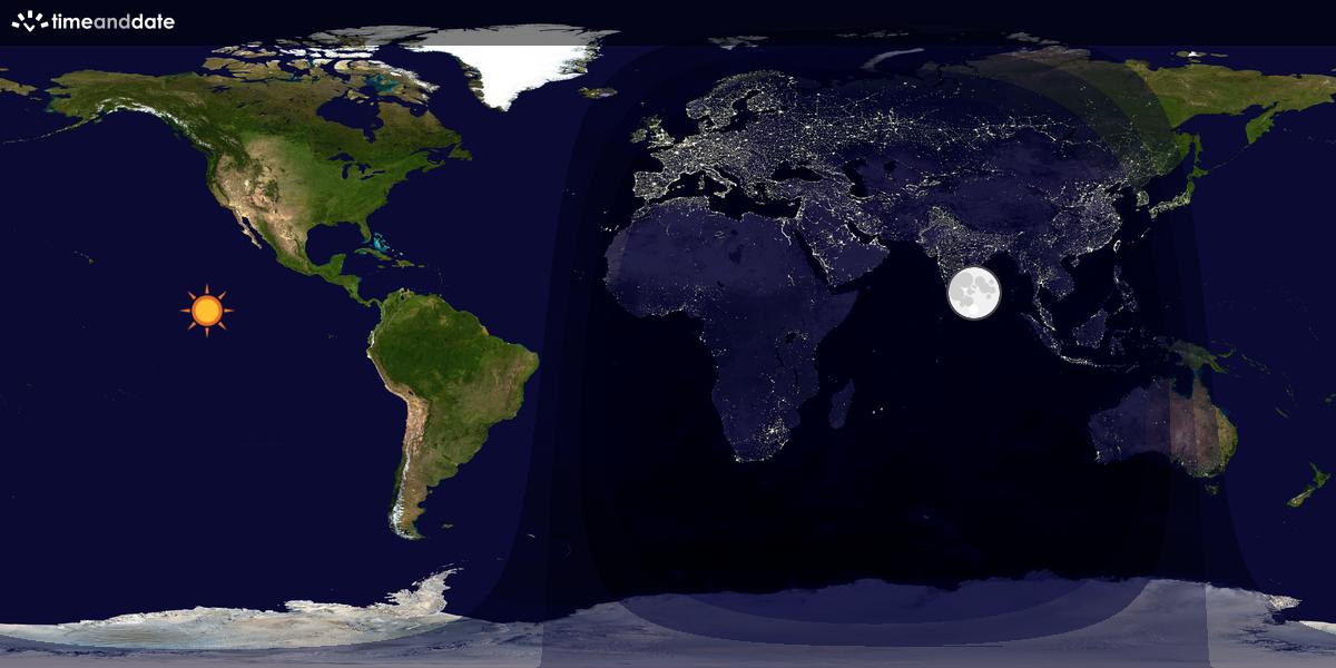 Verdenskart som viser dag og natt 