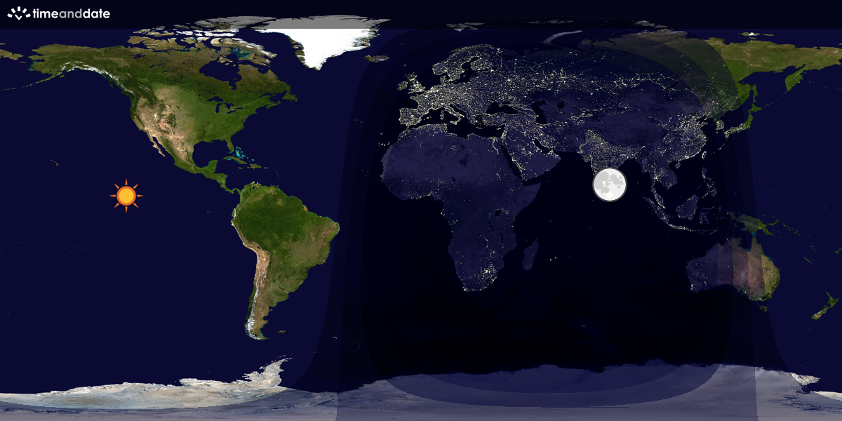 Verdenskart som viser dag og natt 