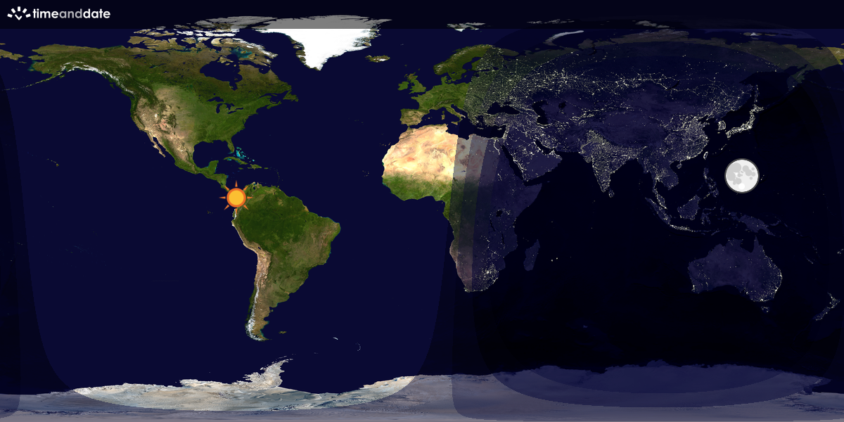 Verdenskart som viser dag og natt 
