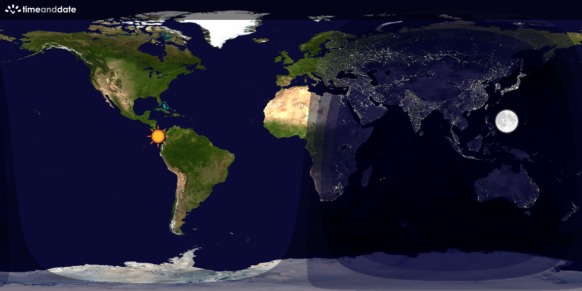Verdenskart som viser dag og natt 