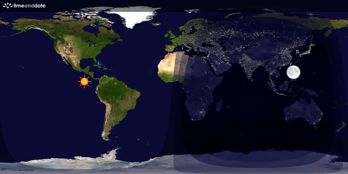 Verdenskart som viser dag og natt 
