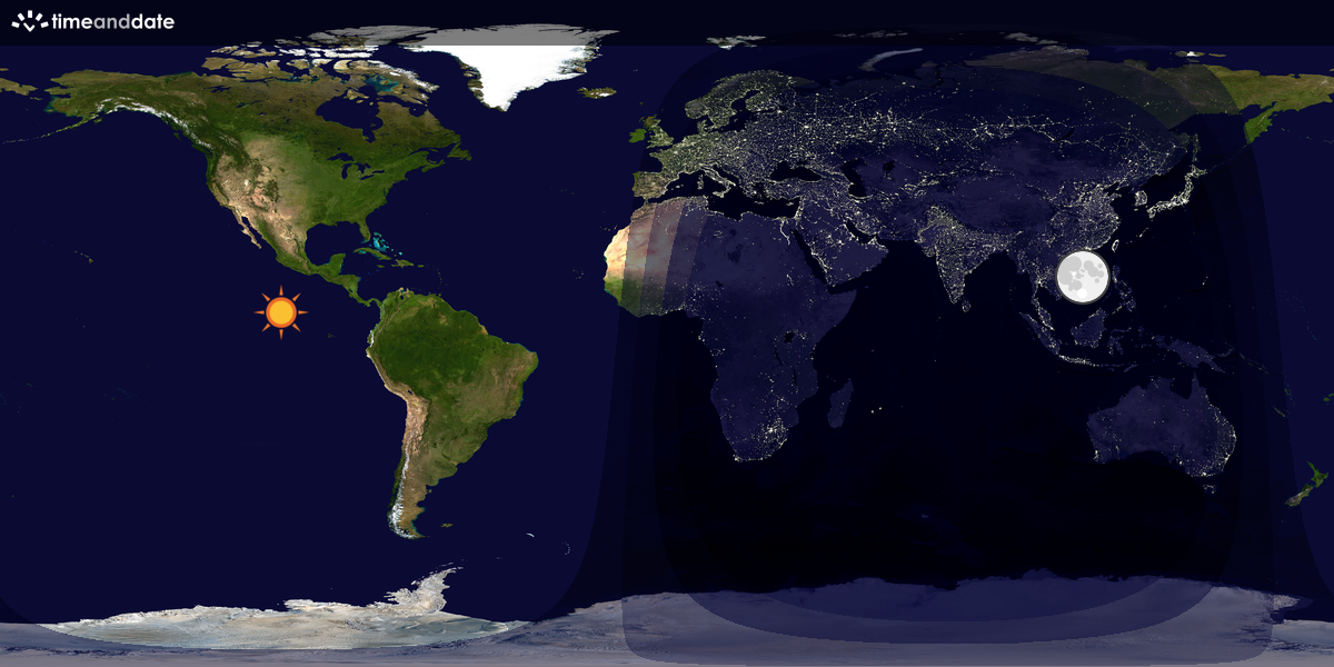 Verdenskart som viser dag og natt 