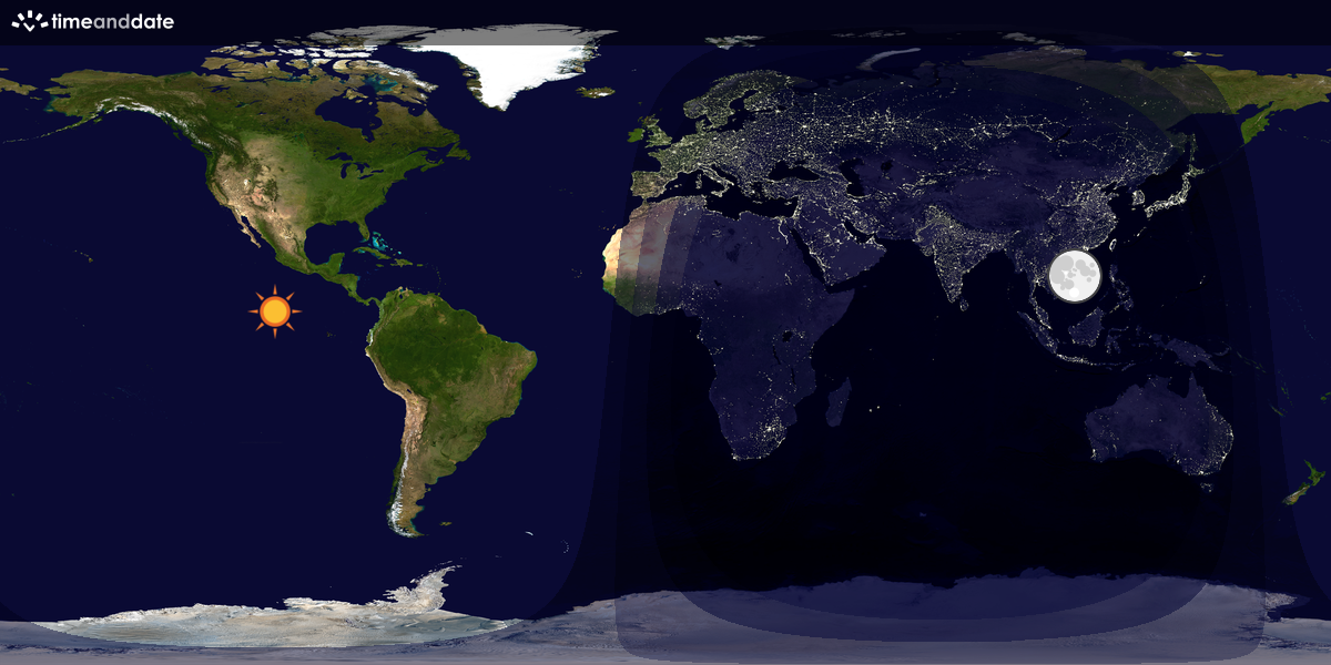 Verdenskart som viser dag og natt 