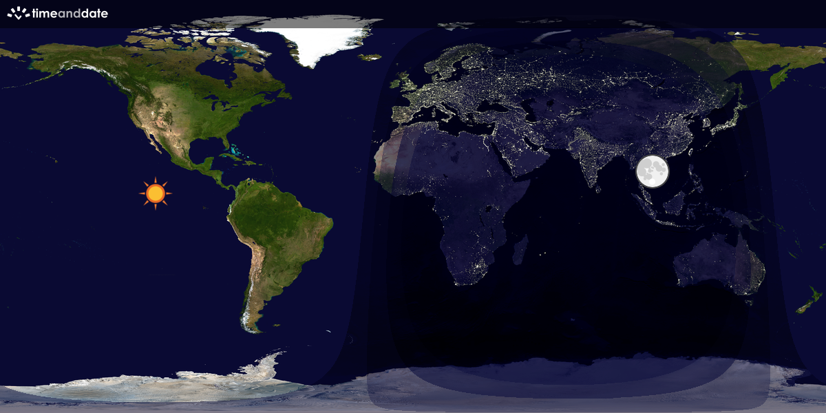 Verdenskart som viser dag og natt 