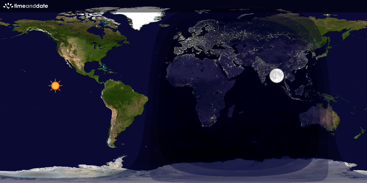 Verdenskart som viser dag og natt 