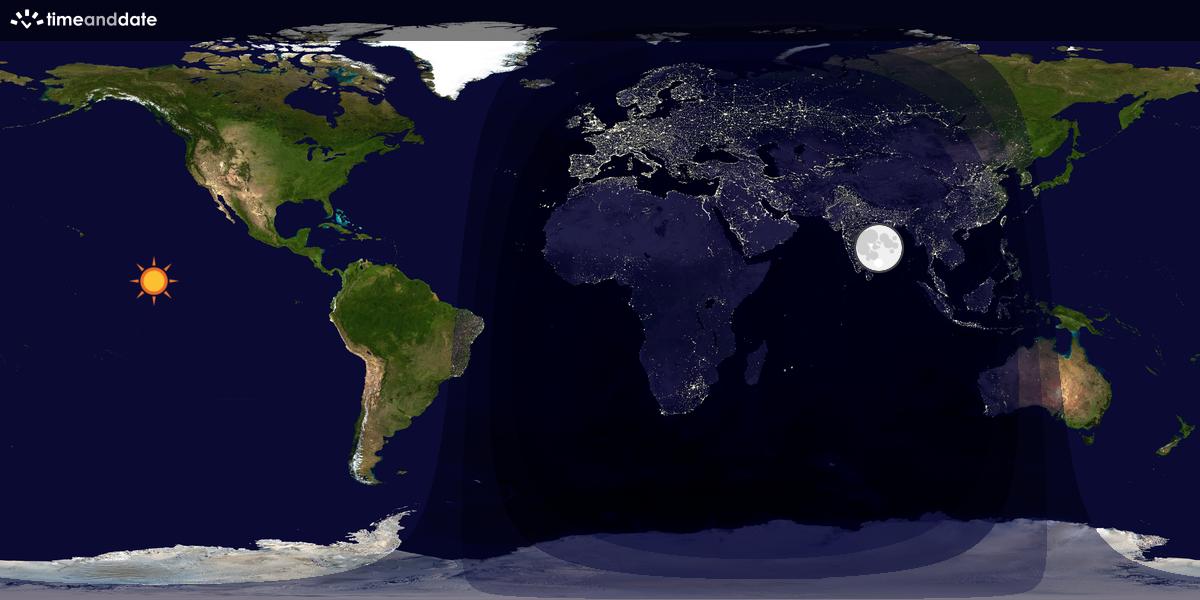 Verdenskart som viser dag og natt 
