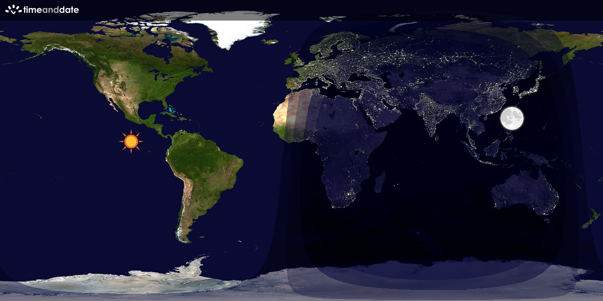 Verdenskart som viser dag og natt 