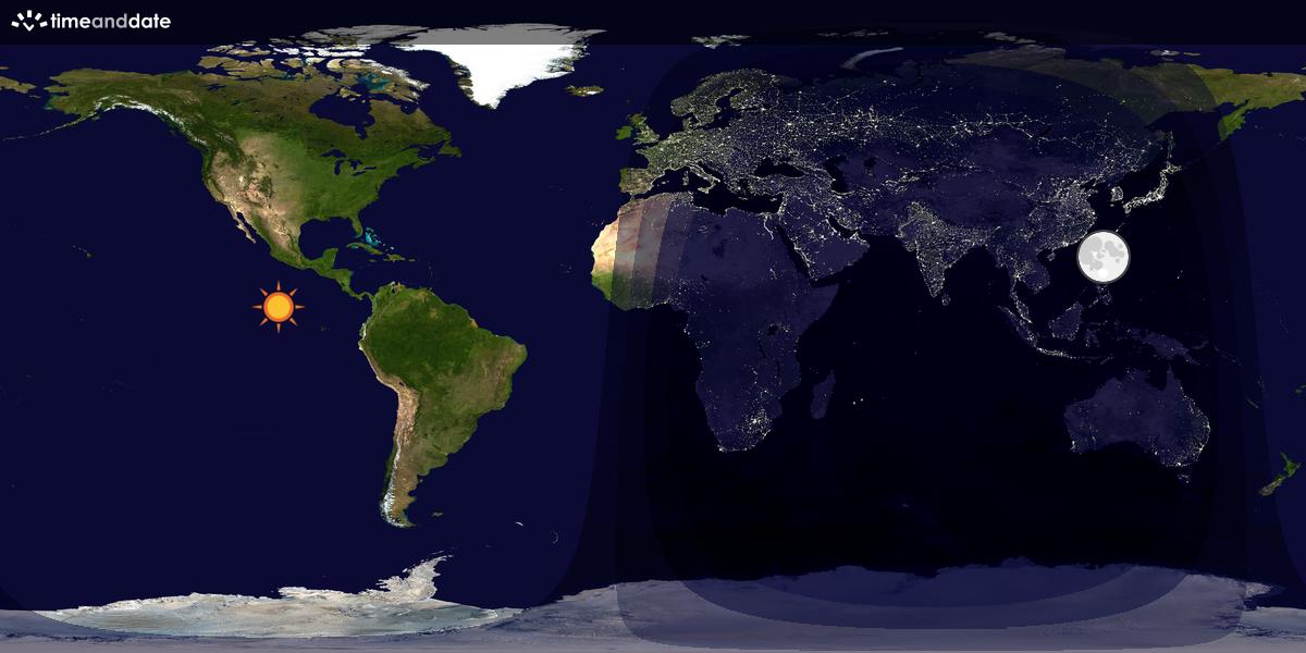 Verdenskart som viser dag og natt 