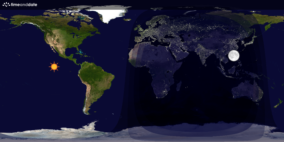 Verdenskart som viser dag og natt 
